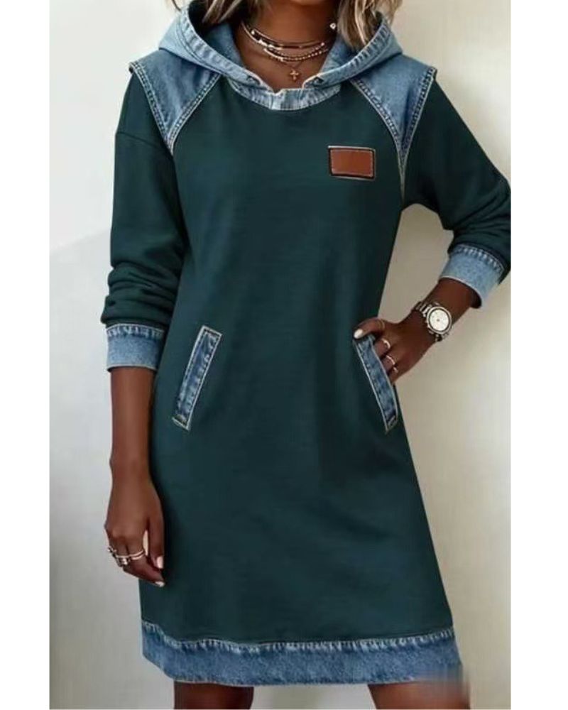 Modova™ | Stylové džínové šaty s kapucí