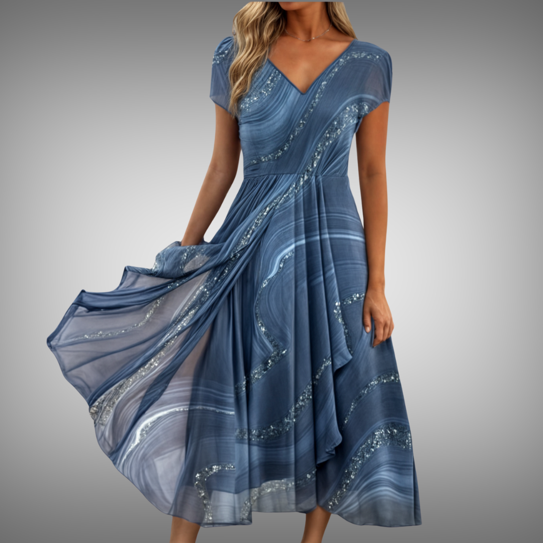 Midi šaty s výstřihem do V