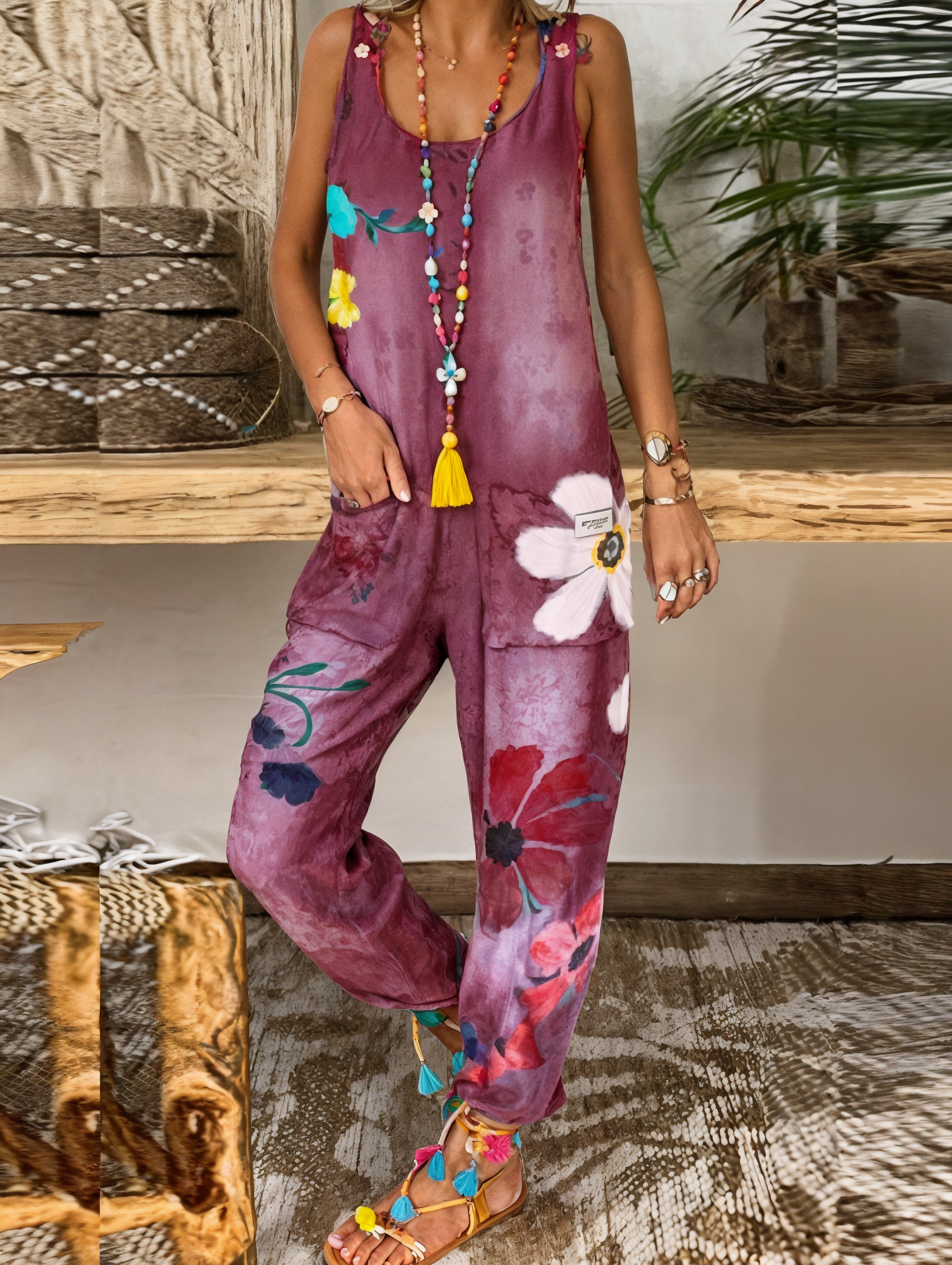 Měkký květinový overal