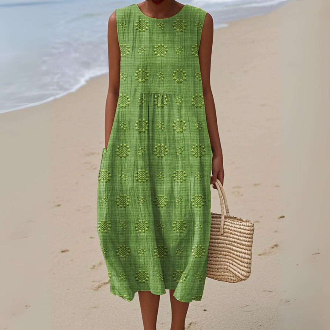 Elegantní Bavlněné Šaty bez Rukávů s Výšivkou