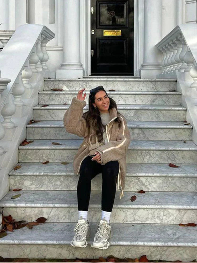 Modova™ | Dámský oversize teddy kabát na zip